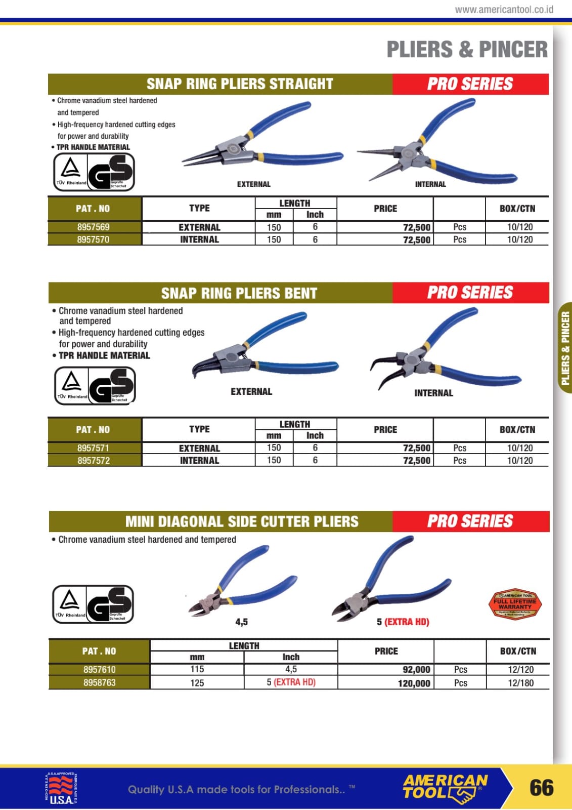 AMERICANTOOLS COMBINATION PLIER, DIAGONAL CUTTER, LOCKING PLIER , CARPENTER, AVIANTION SNIP AND HAND RIVETED - Gambar 11