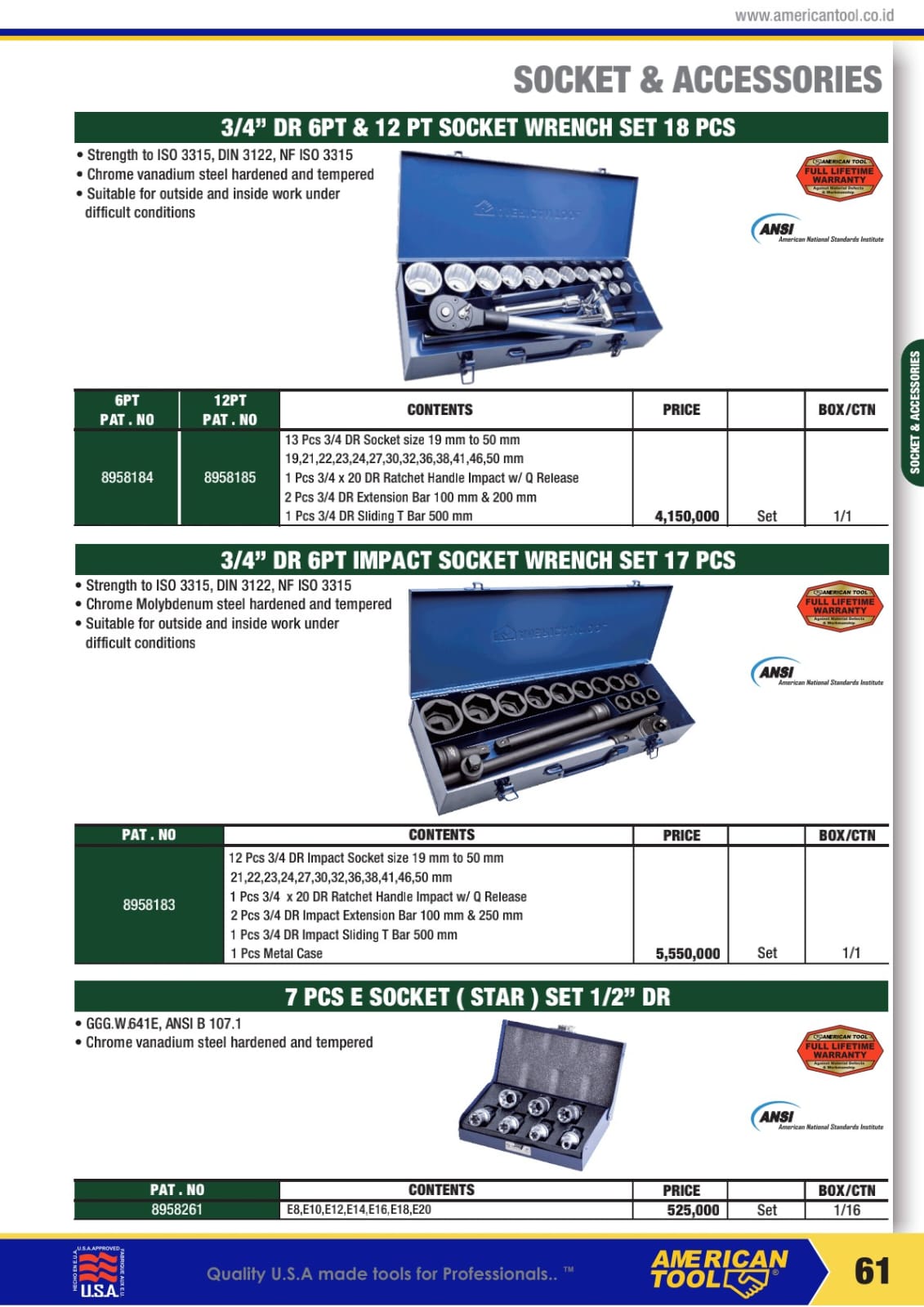 KUNCI SOCKET , IMPACT SOCKET , HANDLE AMERICANTOOLS - Gambar 2