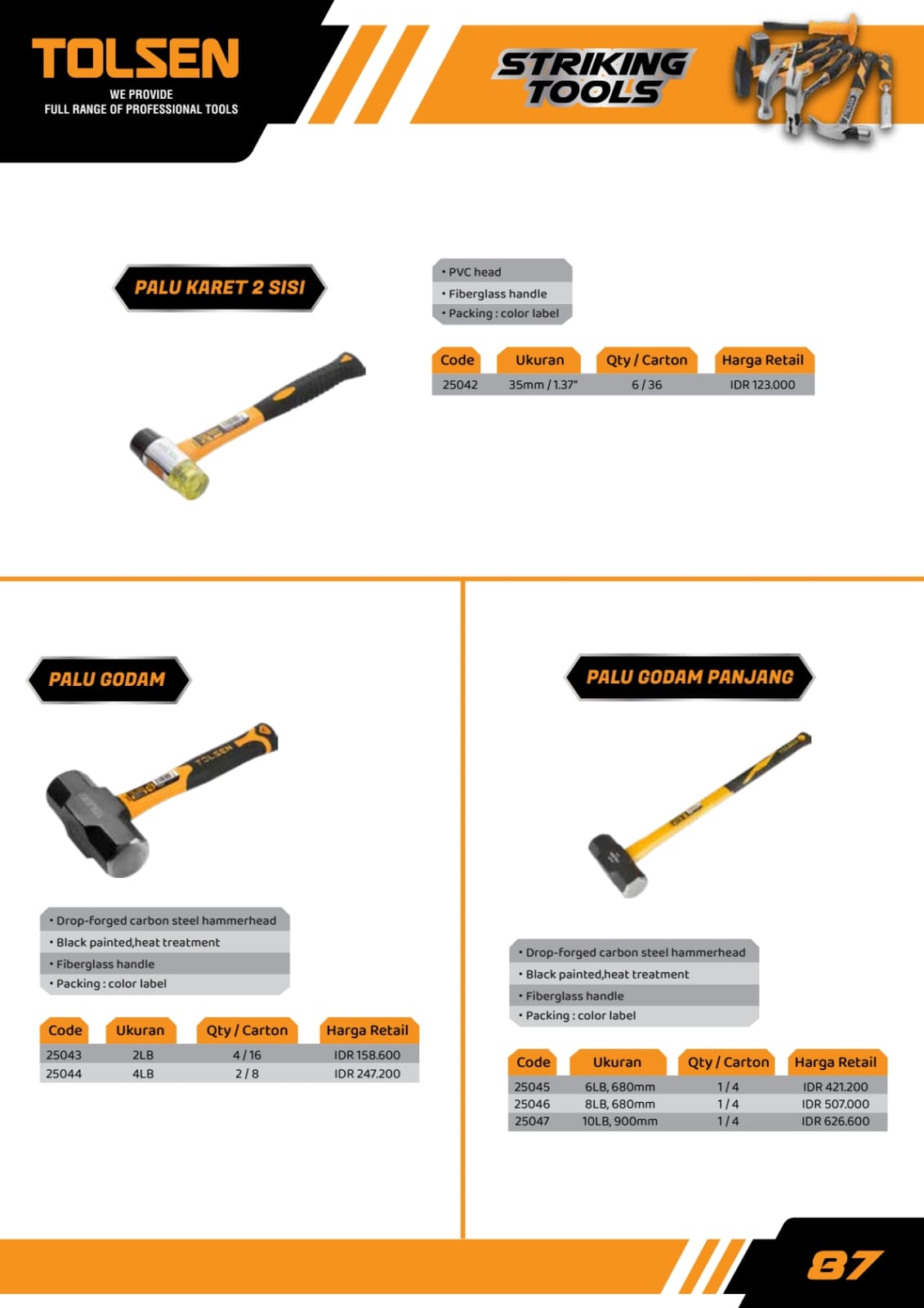TOLSEN SLEGE GAMMER 2LB.3LB,4LB,6LB,10LB.20LB - Gambar 8