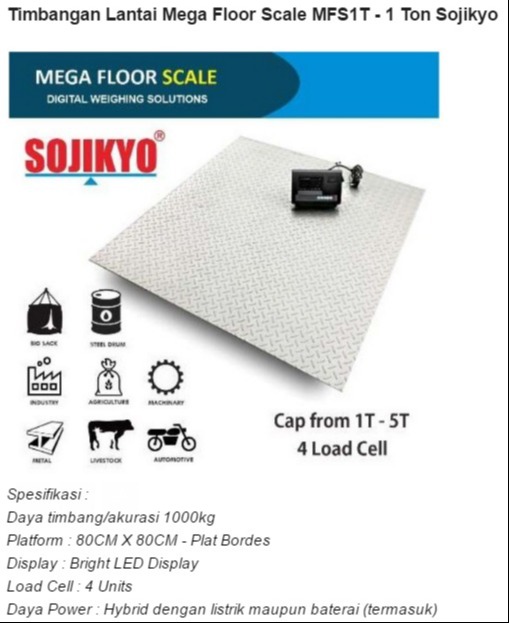 SOJIKYO FLOOR SCALE DARI 500KG - 5TON